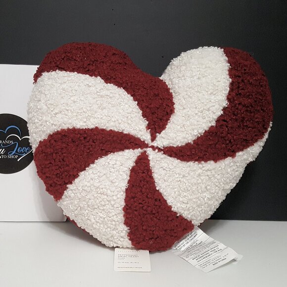 Pottery Barn Heart Home Décor Pillows for sale | eBay NEW RARE Pottery Barn Peppermint Swirl Heart Shaped Pillow Valentine\'s NWT main image 2